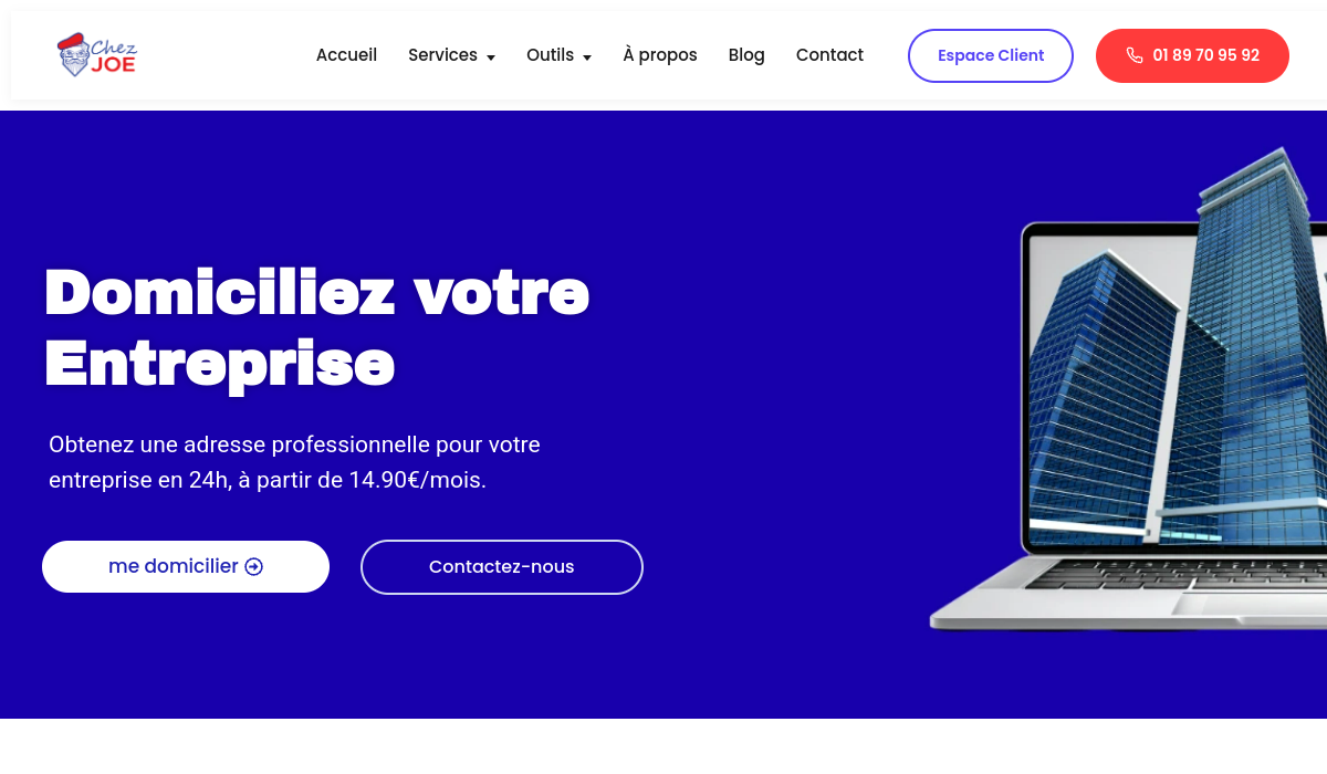 Aperçu de la page d’accueil du site Chez Joe