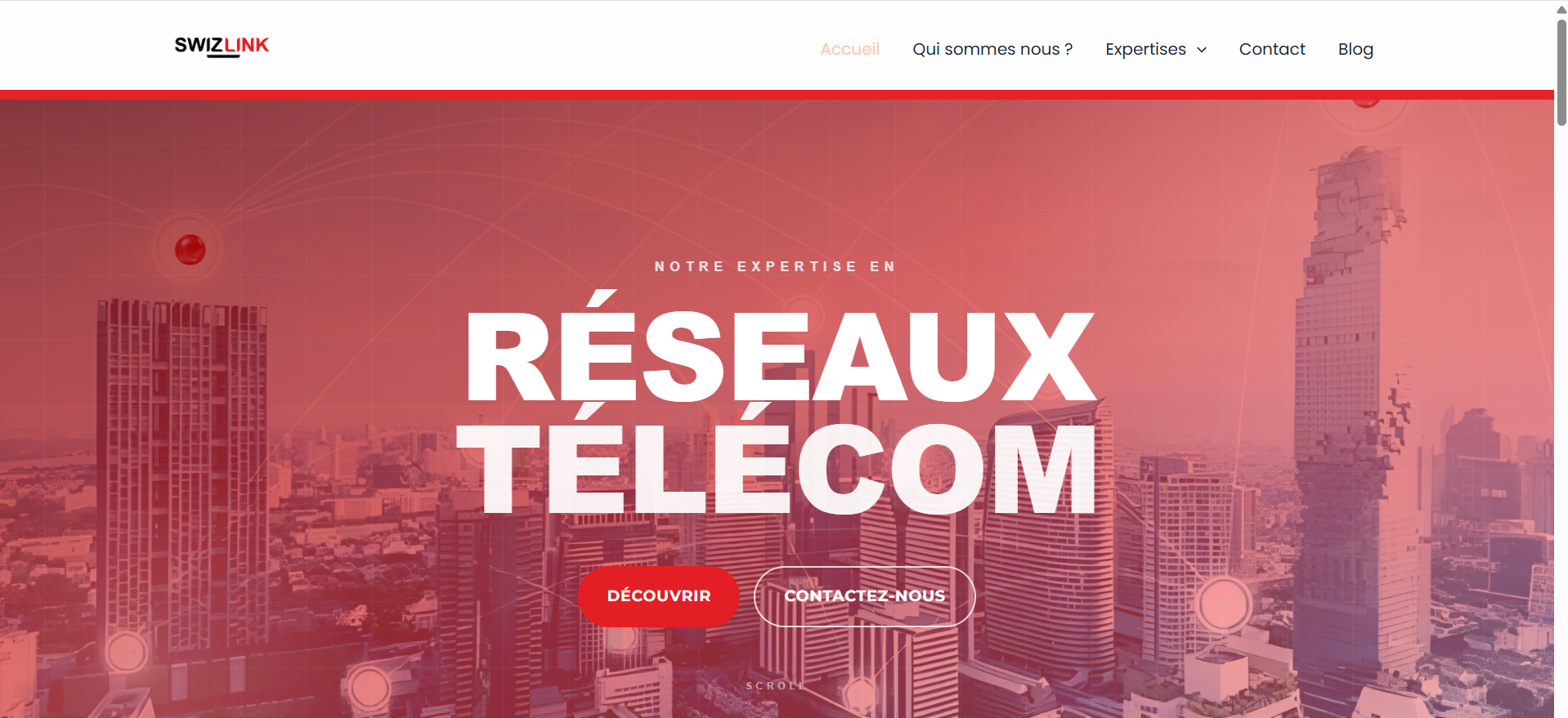 Aperçu de la page d’accueil du site Swizlink